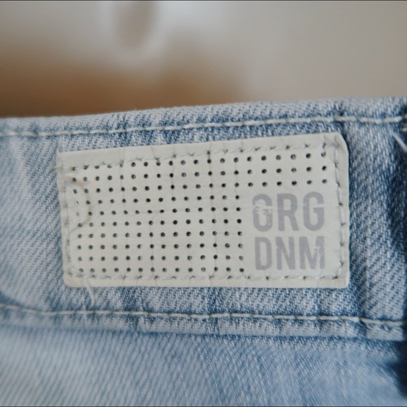 Washed Faded White Light Pastel Blue Jean Shorts - Picture 3 of 7